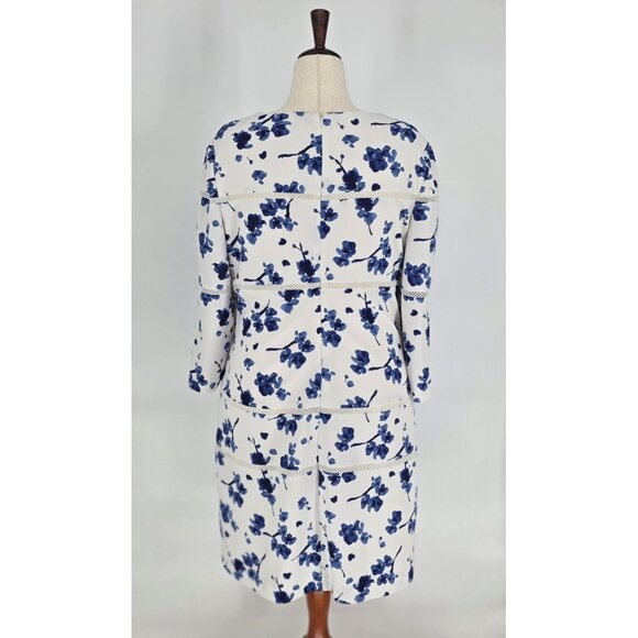 Ralph Lauren Royal Blue Floral Lace Trim Sheath Dress 3/4 Sleeves Womens Sz 16 - Picture 7 of 13